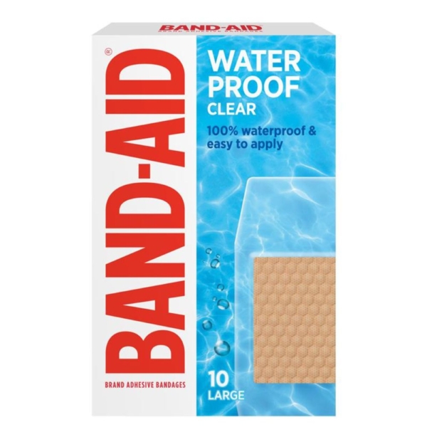 bandaid clear w/proof lge 10