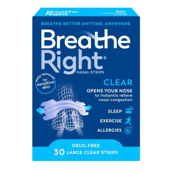 breathe right nasal strips lge clear 30