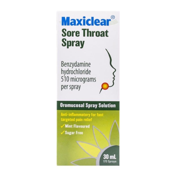 maxiclear sore throat spray 30ml