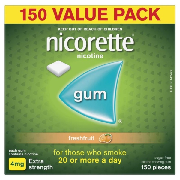 nicorette gum fresh fruit 4mg 150