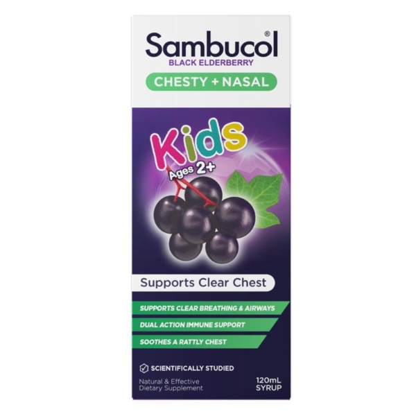 sambucol kids chesty+ black e/berry 120ml