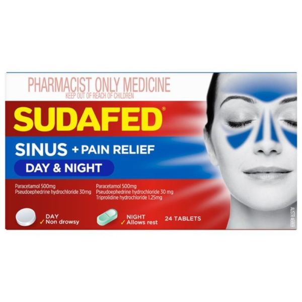 sudafed sinus + pain day/night tabs 24 pse c3