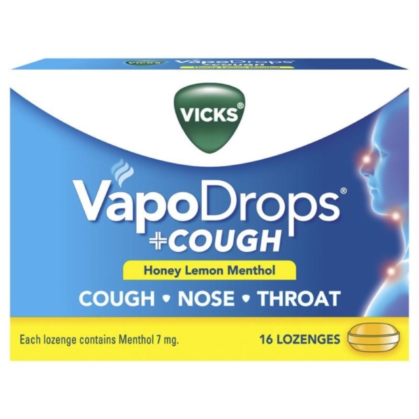 vicks vapodrops+cough honey lemon 16